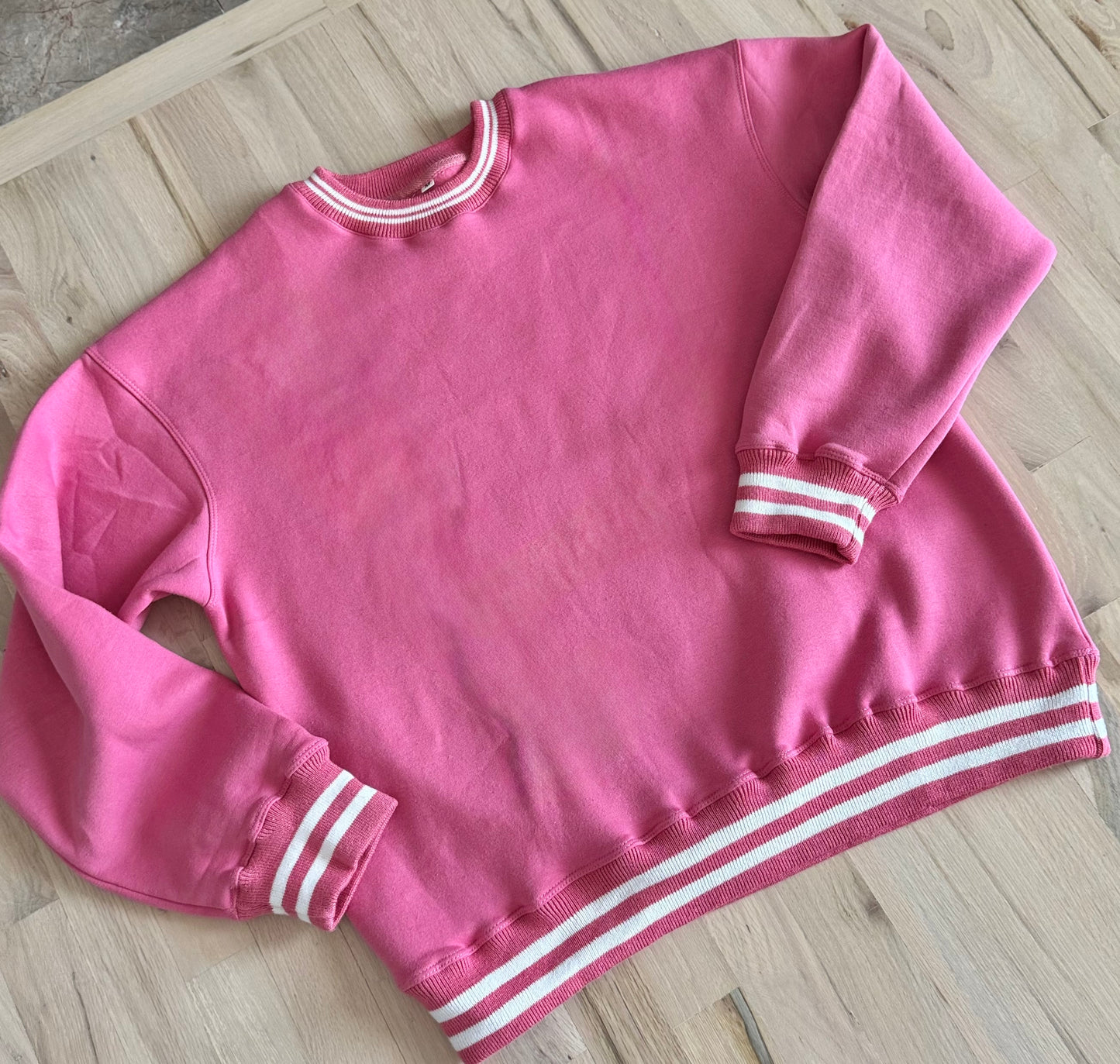 Pink Varsity sweater embroidery blanks
