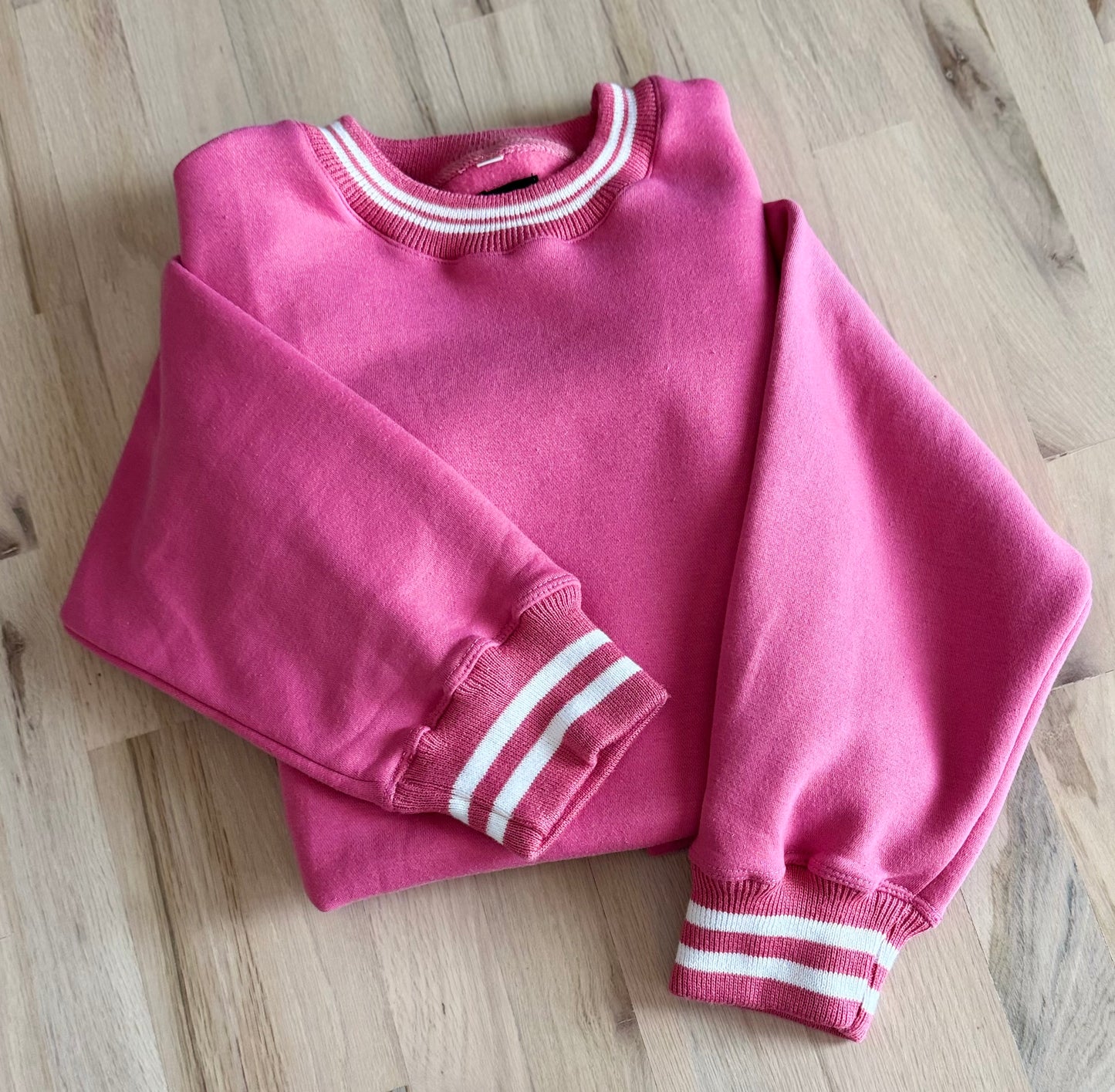Pink Varsity sweater embroidery blanks